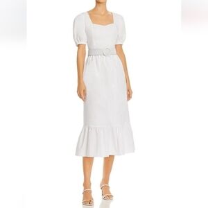 ENDLESS Rose White Puff Sleeve Belted Midi Dress